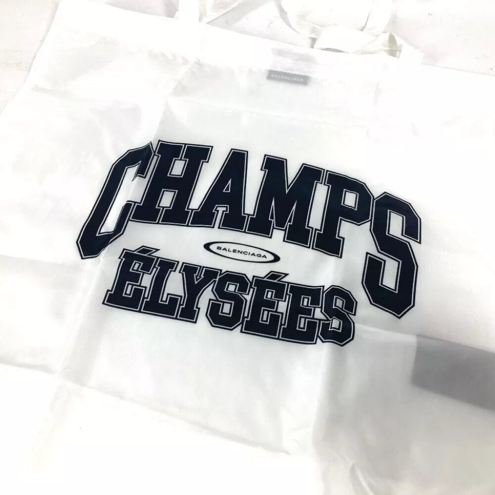 BALENCIAGA Logo Eco Bag Tote Bag Shoulder Bag Nylon White/Black Unused - Picture 2 of 10